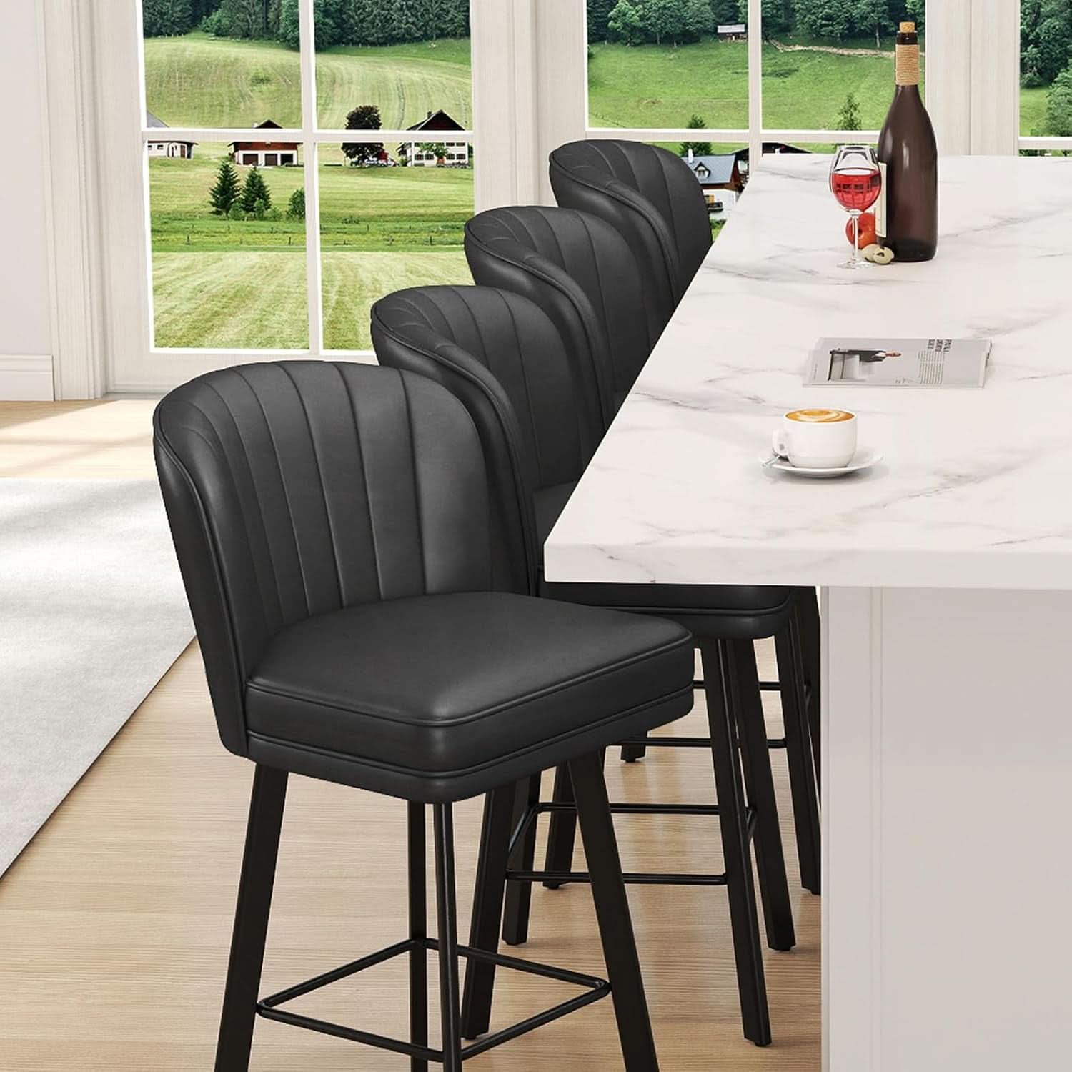 Modern Swivel Counter Height Bar Stools Set of Four-4