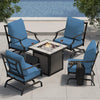 5-Piece Outdoor Furniture Set with 32'' Square Ceramic Tile Tabletop 50,000 BTU CSA Approved Fire Pit,4 Rocking Patio, Custom