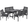 Wooden Garden Dining Set For 6 — Table, 2 Armchairs, 2 Loveseats, Umbrella Hole