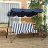 3-Seat Outdoor Porch Swing with Adjustable Canopy