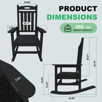HDPE Outdoor Rocking Chair, Set of 2 — Black