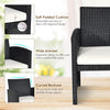 Rattan Outdoor Patio Furniture Set, 4-Piece, White Cushions
