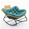 Papasan Oversized Egg Rocking Chair with Rattan Head Pillow, Green