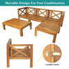 5-Piece Outdoor Sectional Sofa Set Solid Acacia Wood Beige with