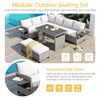 Rattan L-Shaped Patio Sectional — 5-piece outdoor wicker sectional sofa set with cushions