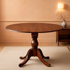 Contemporary Pedestal Table 42 Inches Acacia Walnut