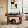 Two-Tier Round Side Table in Rustic Brown