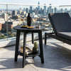 2-Tier Eucalyptus Wood Outdoor Side Table, Black