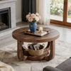 Two-Tier Round Side Table in Rustic Brown