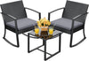 All-Weather Outdoor Rocking Chair Set with Cushions