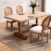 French Country Dining Chairs, Fluted Wood & Rattan Back, Set of 2