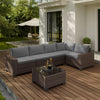 Outdoor 6-Piece Wicker Sectional Sofa Set with Cushions