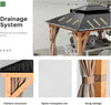11x13 Wood Gazebo with Galvanized Steel Hardtop, Curtains & Netting