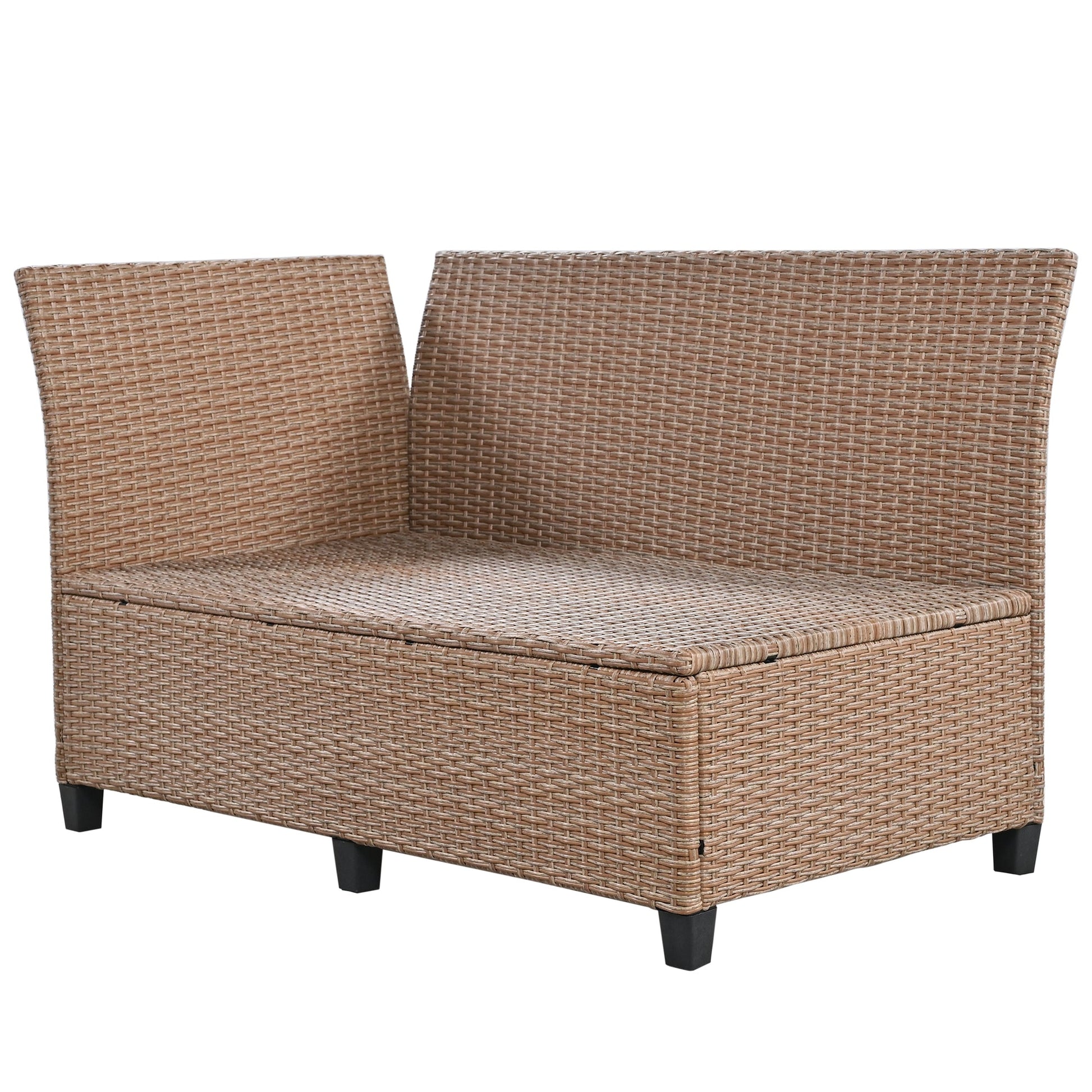 Rattan L-Shaped Patio Sectional — 5-piece outdoor wicker sectional sofa set with cushions