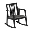 Solid Rubber Wood Rocking Chair with Linen Cushion, Black
