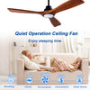 52" Wood Blade Outdoor Ceiling Fan with Light & Remote