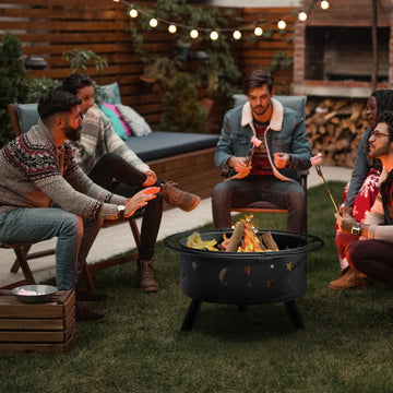 30-Inch Square Metal Fire Pit in Black