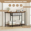 2-Tier Industrial Console Table with Fabric Drawers