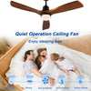 52" Black Walnut Ceiling Fan with Light & Remote