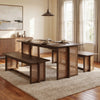 Walnut Rubberwood Dining Set – Table + 2 Benches