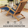 Folding Acacia Wood Patio Lounger with Padded Cushion, Navy