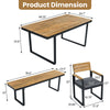 6-Piece Acacia Wood Outdoor Dining Set with Table, Chairs & Bench