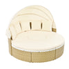 Topmax Patio Furniture Round Outdoor Sectional Sofa Set Rattan Daybed