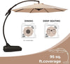 11 ft Cantilever Umbrella with Base, Champagne Aluminum