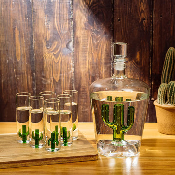 Agave Tequila Decanter Set with 6 Shot Glasses