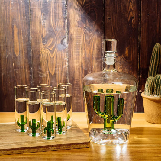 Agave Tequila Decanter Set with 6 Shot Glasses