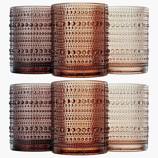 Hobnail Drinking Glasses Venus Colors Beaded Tumbler Drinking Glasses Set Set Of 6-0