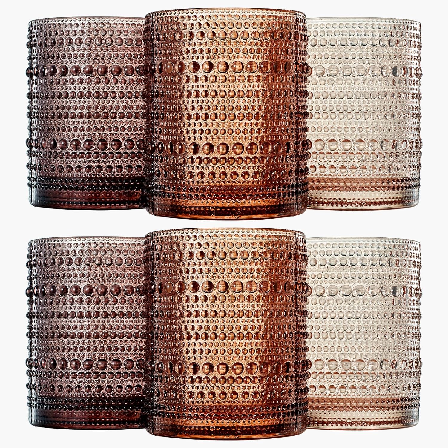 Hobnail Drinking Glasses Venus Colors Beaded Tumbler Drinking Glasses Set Set Of 6-0
