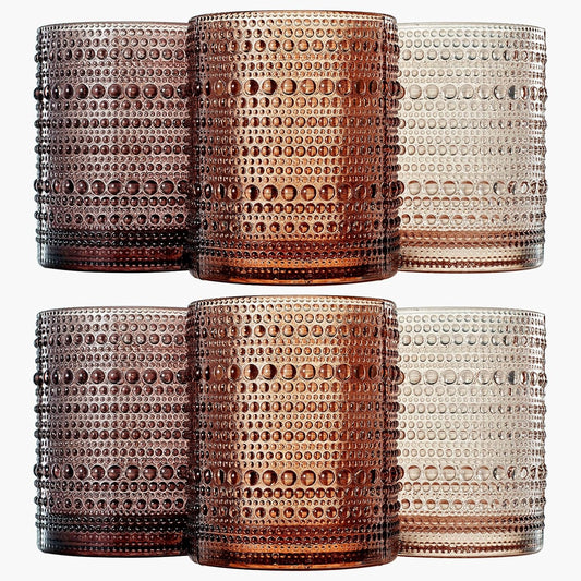 Hobnail Drinking Glasses Venus Colors Beaded Tumbler Drinking Glasses Set Set Of 6-0