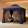 10x10 ft Navy Blue Patio Gazebo with Weather-Resistant Netting
