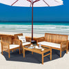 Acacia Wood 4-Piece Outdoor Sofa Set with Cushions & Coffee Table