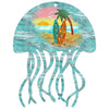 Coastal Jellyfish Wooden Door Hanger, UV-Coated Wall Decor