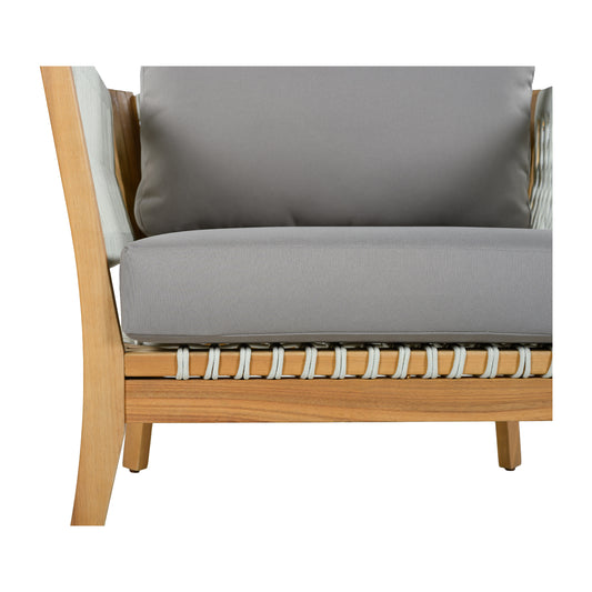 Acacia Wood Lounge Chair with Woven Rope Accents