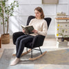 Teddy Fabric Wingback Glider Rocker with Side Pocket, Dark Navy