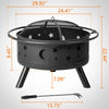 30-Inch Square Metal Fire Pit in Black