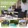 Patio Furniture Four Piece Conversation Set Black Beige-1