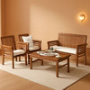 Acacia Wood 4-Piece Outdoor Sofa Set with Cushions & Coffee Table