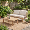 Acacia Curved Tub Loveseat & Slatted Coffee Table Set