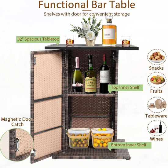 5 Piece Outdoor Bar Set Navy Blue Bar Height Table Storage-2