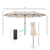 15 Ft Double-Sided Patio Umbrella, Extra-Large Outdoor Market Shade