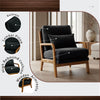 Solid Wood Lounge Chair with Nubby Dark Gray Upholstery