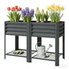Elevated Steel Raised Garden Bed with Storage Shelf