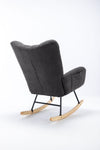 Teddy Fleece Wingback Glider Rocker with Side Storage Pocket, Grey