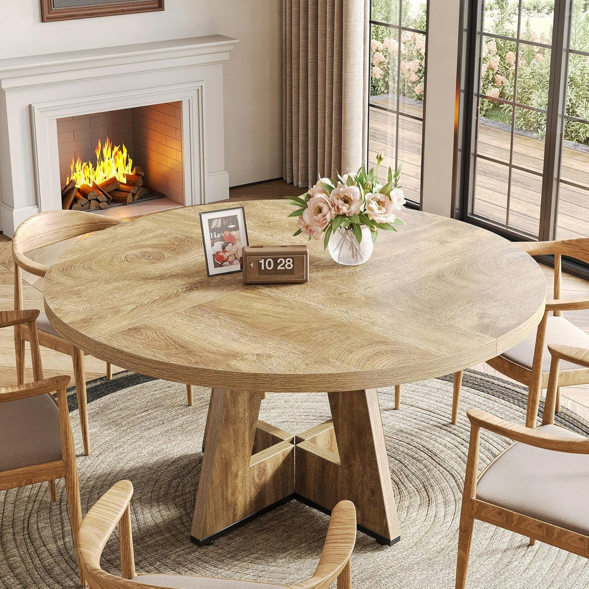 Premium Quality Oak Circular Dining Table Pedestal-4
