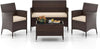 4-Piece Outdoor Rattan Conversation Set with Cushions-0