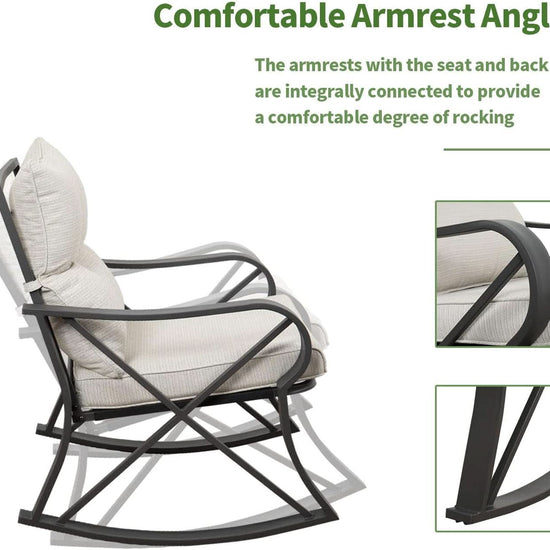 Three Piece Outdoor Bistro Set with Rocking Chairs-4